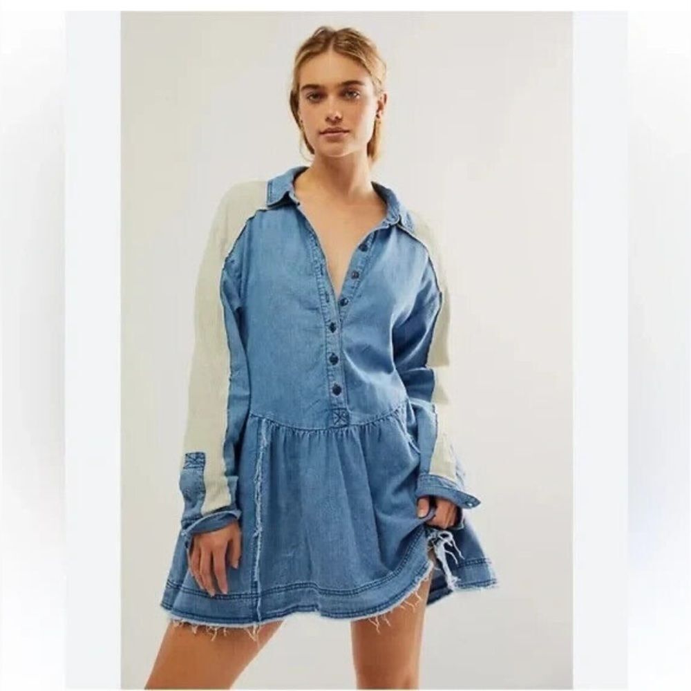 Size Medium Free People Kenny Denim Mini Boho Blue